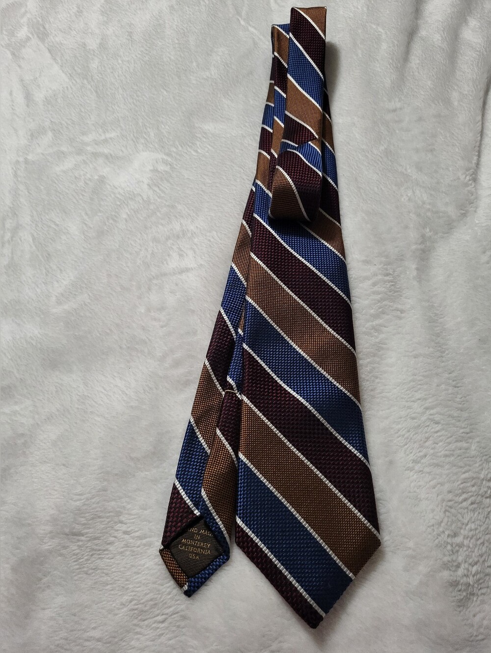 Robert Talbott Best Of Class Striped Men's Tie in Blue, Brown and Burgundy
